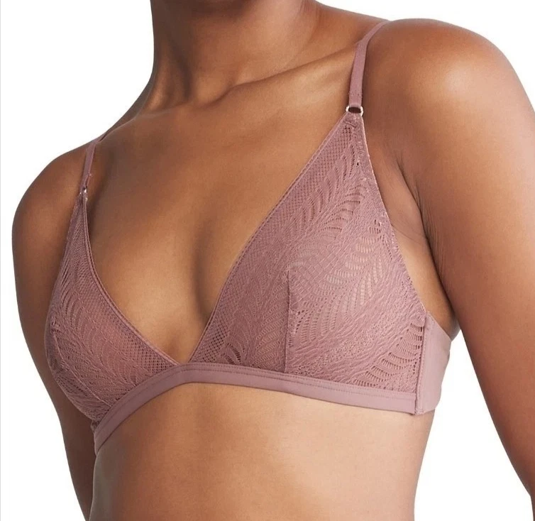 Bralette triángulo sin forro de encaje esculpido para mujer Calvin Klein, rosa capri, grande Foto 1 de 4