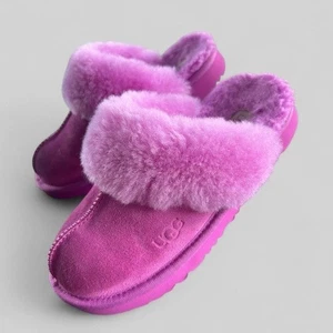 UGG Funky Monkey Pink Suede Hausschuhe Lammfell Kunstfell Fuchsia Gr. US 1 EU 32 - Bild 1 von 8