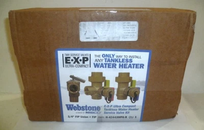 Webstone 3/4 pulgadas Kit de válvula de servicio de calentador de agua ultracompacto sin tanque EXP Foto 1 de 4