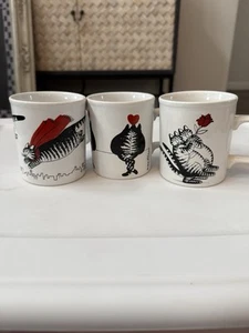 De colección 1979 B Kliban Cats Lote De 3 Taza De Café Taza Love Dance Flying - Imagen 1 de 8