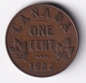 Canada 1922 1c One Small Cent Copper Penny King George V VG - Very Good #4 - Picture 1 of 2