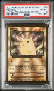 2021 POKEMON CELEBRATIONS ULTRA-PREMIUM COLLECTION #58 PIKACHU PSA 8 - Picture 1 of 2