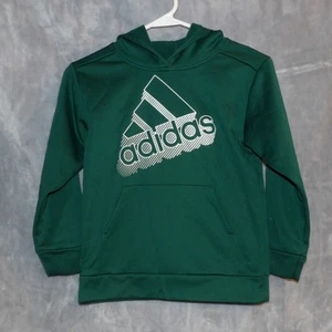 Boys Adidas Regular Fit Pullover Hoodie Size 7 Green Sweatshirt Logo - Picture 1 of 8