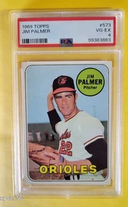 1969 Topps Baseball #573 HOF Jim Palmer Baltimore Orioles PSA 4 VG-EX New Grade - Picture 1 of 2