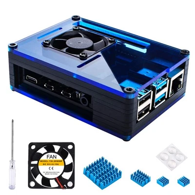 Miuzei Raspberry Pi 4 Case with Fan Cooling , 4 Pcs Aluminum Heat Sinks , Case - Image 1 of 4