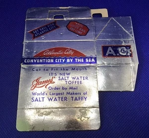 Vintage CANDY BOX JAMES Salt Water TAFFY Atlantic City Boardwalk 30's-40's RARE - Picture 1 of 3