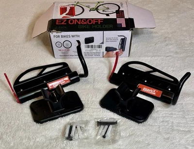 Colgadores de pared para bicicleta-EZ ON&OFF SOPORTE PARA BICICLETA" es un paquete de dos soportes o ganchos para bicicleta Foto 1 de 4