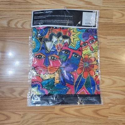 Brand New Laurel Burch Cat Garden Flag 12.5X18 Double Sided  Outdoor Decorative - Image 1 of 4