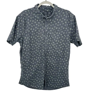 Camicia uomo RVCA grigia stampa floreale manica corta con bottoni slim fit taglia large - Foto 1 di 9