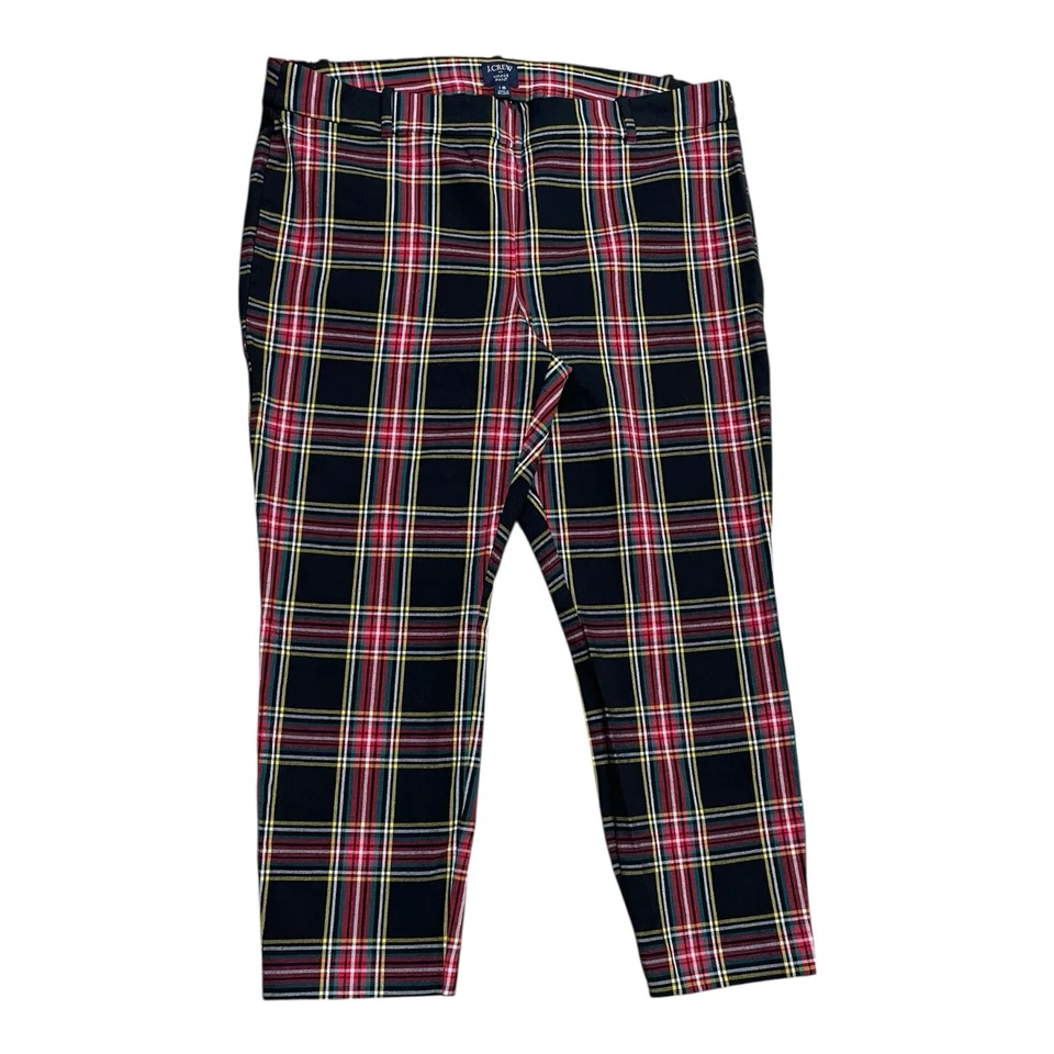 Pantalón J CREW Winnie 16 Tartán Recortado Recto Stewart Cuadros Preppy Negro Rojo Punk Foto 1 de 4
