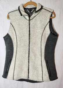 Kuhl Kozet Dark Gray Wool Blend Sherpa Full Zip Vest Size Large Fleece Mock Neck - Picture 1 of 6