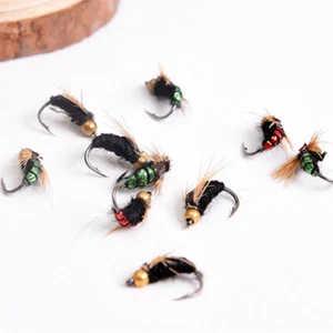 40pcs Fly Fishing Flies Nymph Lure Fishing Dry Lures Beaded Head Bass Trout - Picture 1 of 14