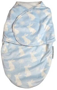 Blankets & Beyond Bunny Rabbit Dandelion Fleece Sherpa Swaddler Blue White Soft - Picture 1 of 8