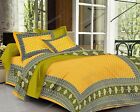 Hand Block Cotton Jaipuri Double- Indian Bed Sheets With 2 Pillowcase Yellow