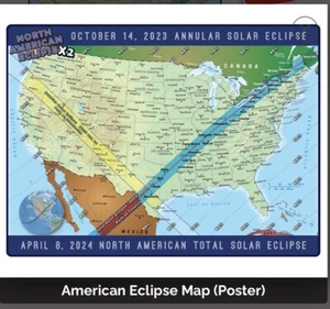 American Eclipse Map Poster 2024  - Picture 1 of 2