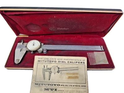 Vintage Mitutoyo Dial Caliper Made in Japan 505-626 Stainless Hardened  Case - Image 1 of 4
