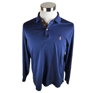 Camisa Azul Ralph Lauren Polo Para Hombres Grande Rugby Manga Larga Calce Clásico - Imagen 1 de 5