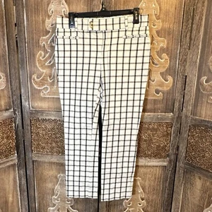 The Essential Slim Anthropologie Pants Plaid Women’s 8 Grey Ivory C12 - Picture 1 of 9