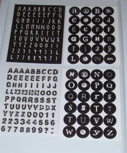 Alphabet Letters/Numbers Stickers 4 Sheets 3 Sets Black & White Scrapbook Crafts - Picture 1 of 1