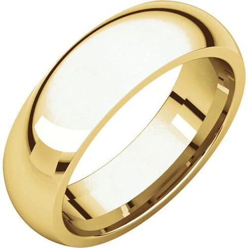 6mm 14K Solid Yellow Gold Dome Half Round Comfort Fit Wedding Band Ring Sizes - Image 1 of 1
