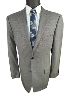 JOHN W NORDSTROM Mens Gray HOUNDSTOOTH CHECK Wool Sport Coat Blazer Jacket 42L - Picture 1 of 8