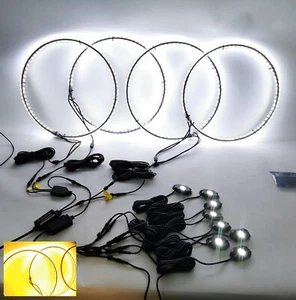 15 Inch Wheel Lights White and Amber Turn Signal Rock Lights Combo Kit 12pcs - Picture 1 of 12