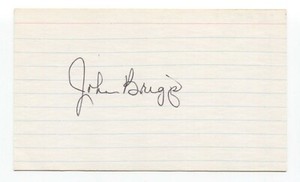John Briggs Signed 3x5 Index Card Baseball Autographed Signature
