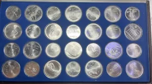 1976 Canadian Montreal Olympic Games 28 Silver Coin Set $5 & $10 Coins - Picture 1 of 8