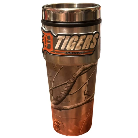 Detroit Tigers Camo RealTree Travel Coffee Cup Mug Tumbler Cover