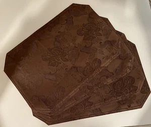 Placemats set of 4 Double sided Brown Brocade - Picture 1 of 3