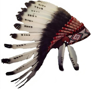 Native American Indian Inspired Feather Headdress(Length: Short) White Swan  New