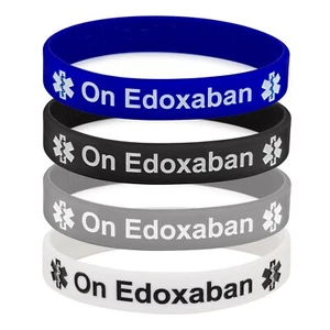On Edoxaban Medical Alert Wristband Bracelet Blood Clot ID Silicone UK (x1) - Picture 1 of 10