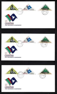 LESOTHO FDC'S 1967/1973 TRIANGLES FLAGS CROCODILE - Picture 1 of 3