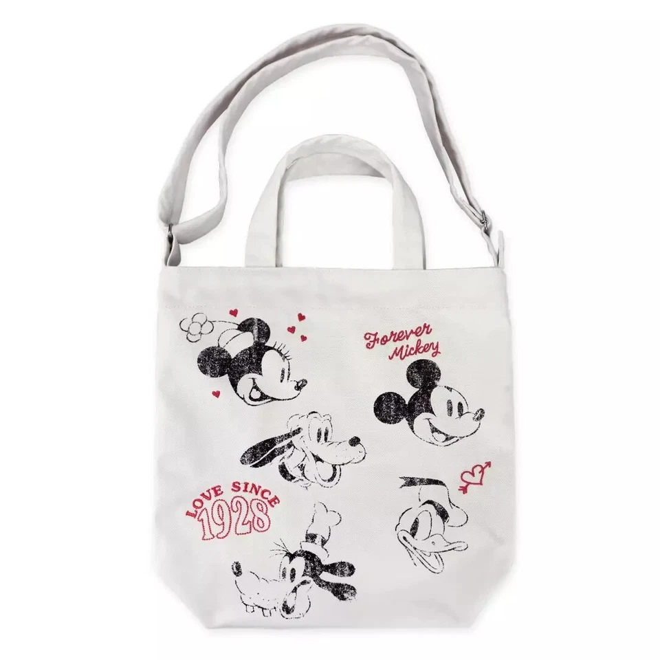 Disney Mickey Mouse Large Zippered Canvas Tote Beach Bag With Tag