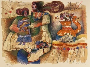 Unframed Lithograph “Fleurs Sechees Pour Remonter L’Autre Versant” By Tobiasse - Picture 1 of 15