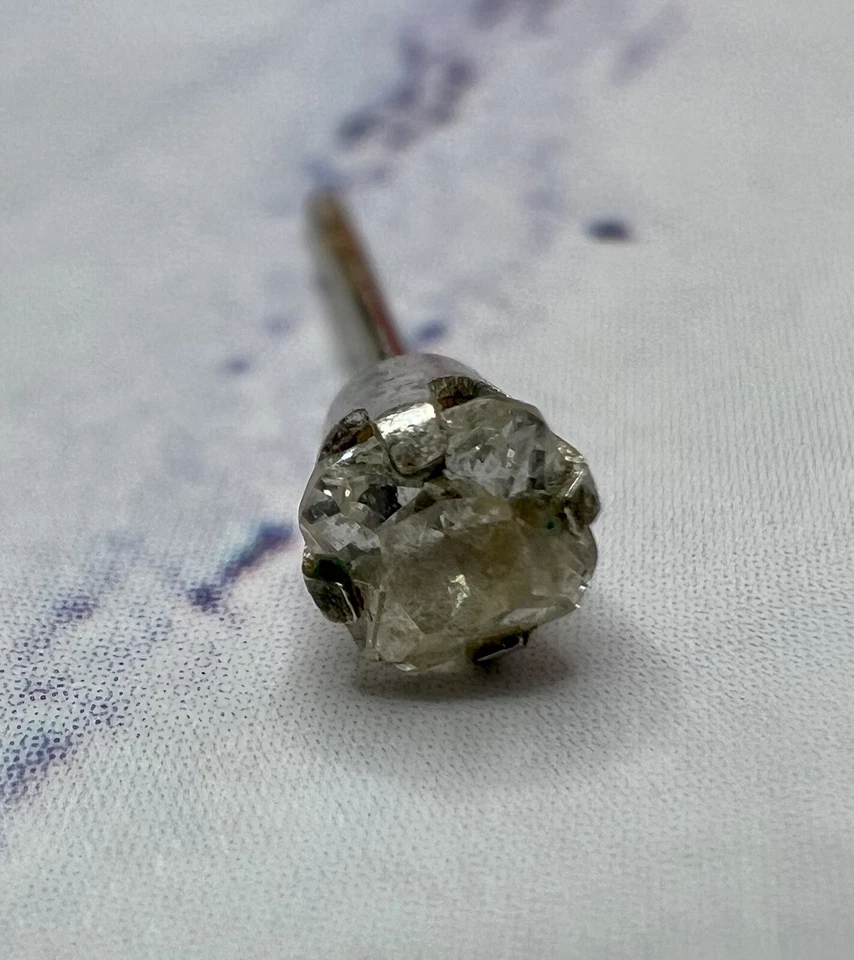 Pendiente solitario vintage Studex .585 oro blanco 14k circonita cúbica Foto 1 de 4