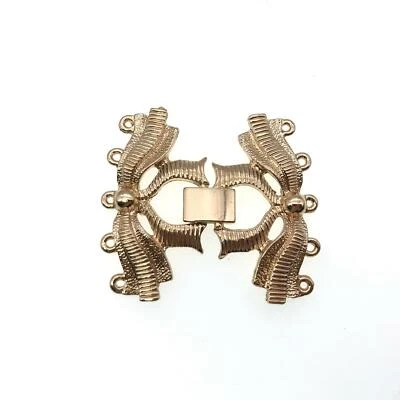 Large 5 strands ribbon shape fold-over clasp, silver/gold plated - Image 1 of 4