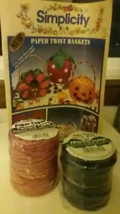 Nos Lot of 3 Plaid Paper Capers Twisted Paper 25yds ea 5" Rose 4 3/4" Dark Blue - Picture 1 of 5