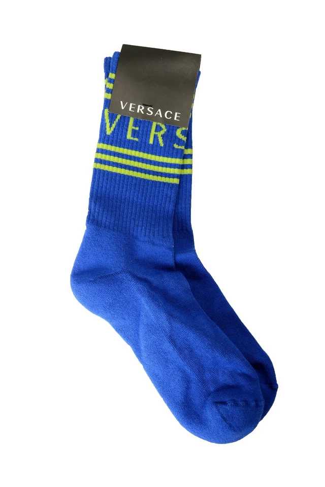 Calcetines deportivos Versace azules y verdes con estampado de logotipo talla S Foto 1 de 1