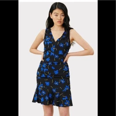 Vestido Milly Nuevo con Etiquetas Mariposa Elastizado Seda Pam Talla 4 Para Mujer Funda Acanalada Azul Foto 1 de 4