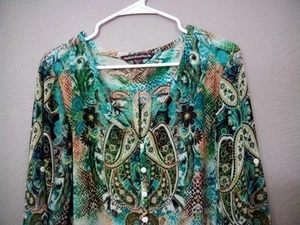 Mushka by Sienna Rose Top Womens X Large Colorful Artsy Boho Long Sleeve Popover - Picture 1 of 8