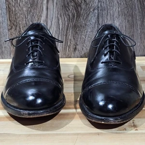 Zapatos de vestir Bostonianos de cuero negro con puntera Oxford para hombre talla 9 D/B hechos en EE. UU. - Imagen 1 de 19