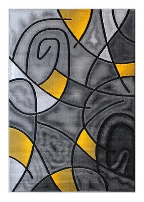 Alfombra contemporánea moderna, amarilla gris negra (8 pies X 10 pies) Foto 1 de 4