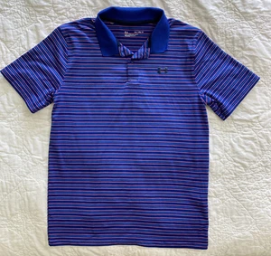 Under Armour Boys' Short Sleeve Polo, YXL Youth XL, Blue Stripe - Picture 1 of 3