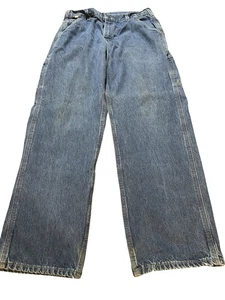Carhartt FR Men's Size 33x32 ( 32x30) Blue Denim Carpenter Utility Work Jeans - Picture 1 of 22