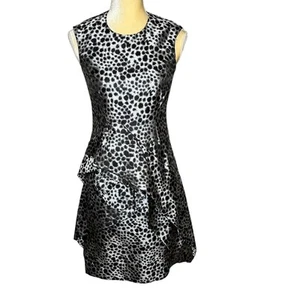 Pringle of Scotland Black and Silver Ruffle Dress EUC Silk Size US 6 - Picture 1 of 9