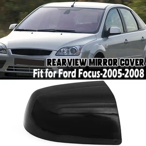 Right Side Wing Mirror Cover Cap Replacement For Ford Focus 2005-08 Glossy Black - Picture 1 of 9