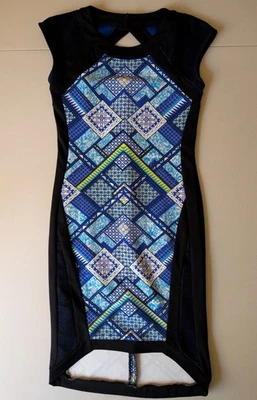Vestido ceñido al cuerpo geométrico azul colección Kardashian - Talla XS Foto 1 de 4