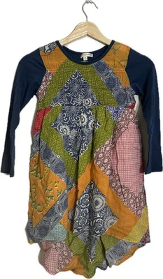 Mimi And Maggie Patchwork Boho Dress Multicolor Floral Long Sleeve 6 Kids Girls - Image 1 of 4