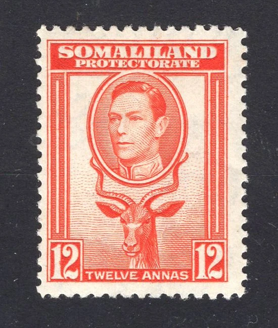M257 Somalilandia 1938 SG100 KEVII: 12a rojo naranja LMM Cat £20 Foto 1 de 1